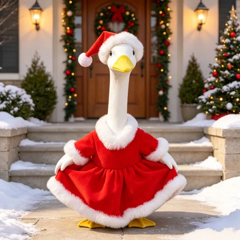 Holiday Outdoor Porch Goose New Porch Goose Outfit Christmas Holiday Long Dress Halloween Funny Yard Decoration (without Goose)
