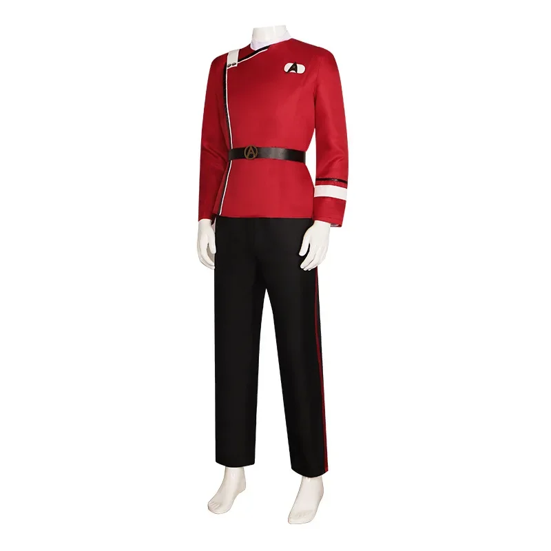 Anime Worlds Treks Cosplay Strange Costume Captain Pike Red Jackets Top Pants Undershirts Starfleet Uniforms Halloween Set