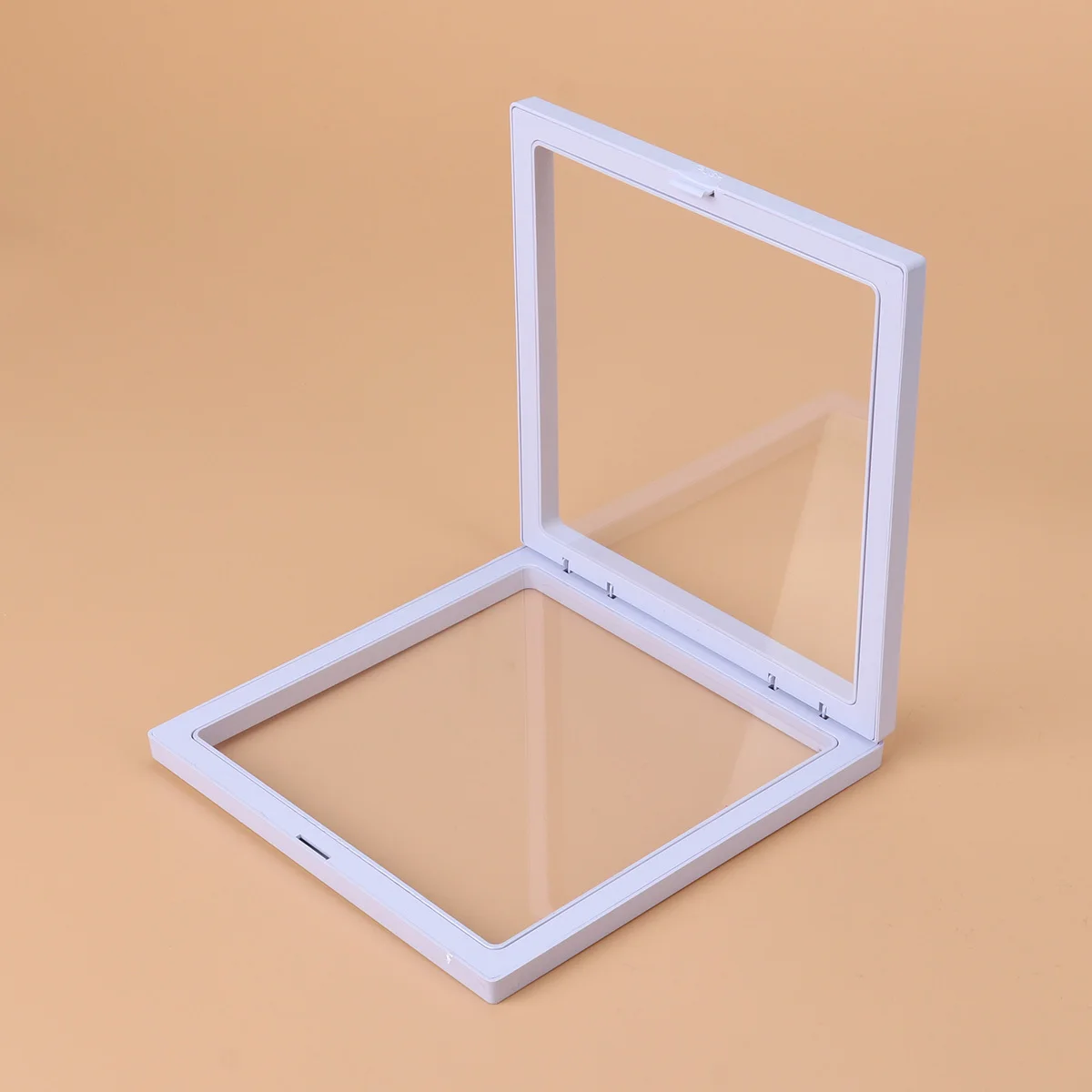 

3D Floating Frame Shadow Box Display Case White Clear Plastic Pe Film Jewelry Display Show Case Coin Medallion Pendant Holder