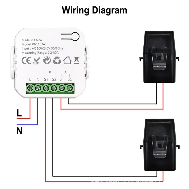 WiFi Energy Bidirection Meter Tuya Smart Life Single Phase with Buzzer Overload Alarm App Monitor Solar Produced Consumed Power