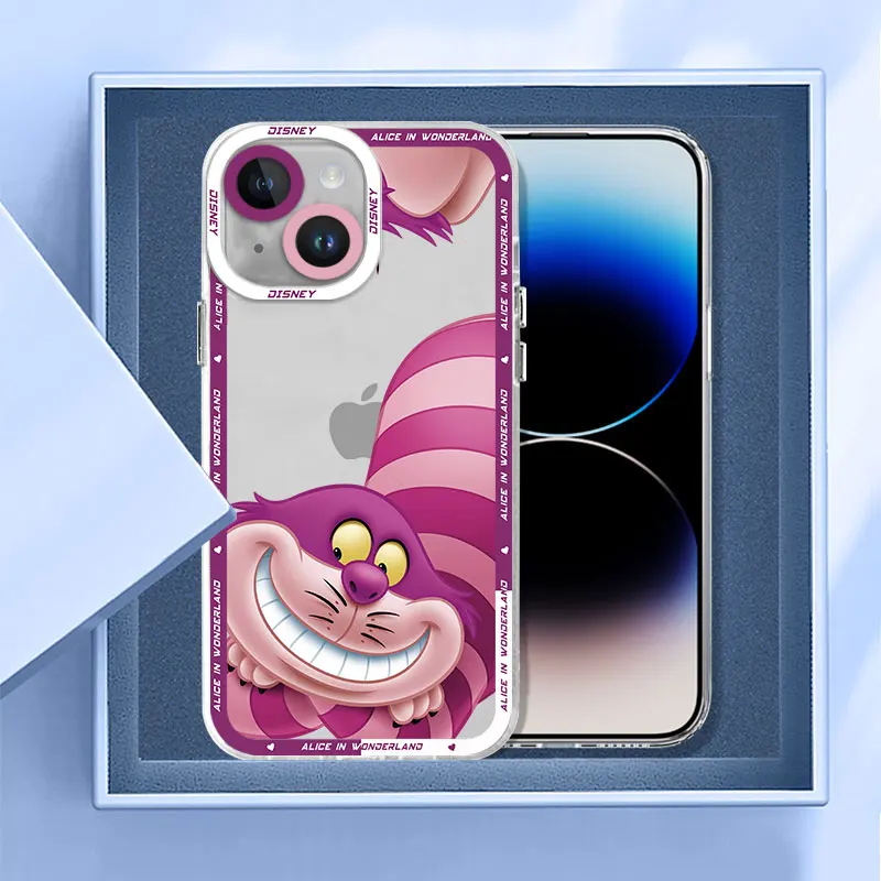 Disney Alice Cheshire Cat Phone Case for Apple iPhone 15 Pro Max 13 14 Plus 12 Mini 11 Pro XR 8 SE 7 XS MAX Matte Cover