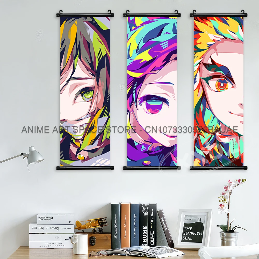 Dämon Slayer Hängende Malerei Kamado Nezuko Home Dekoration Anime Poster Kawaii Leinwand Scroll Bilder Drucken Nachttisch Wand Kunst – Detail 4