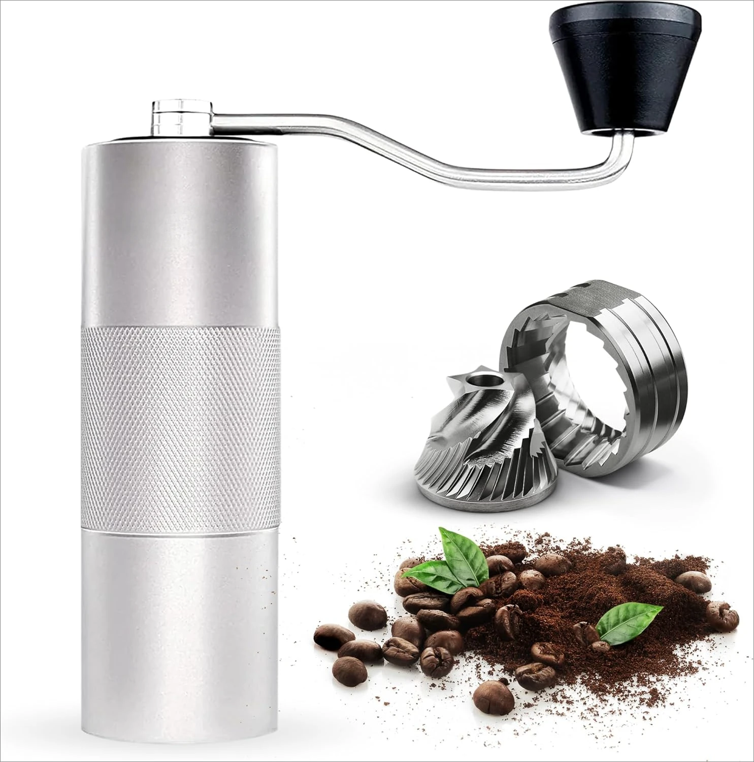Manual Coffee Grinder,Stainless Steel Conical Burr Coffee Grinder Manual with Adjustable Setting Hand Espresso Grinder