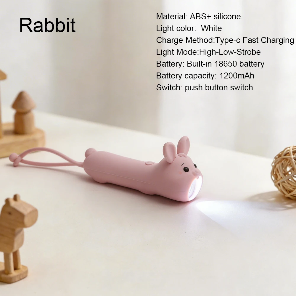 Cartoon Flashlight Projector Cute Silicone Kid-safe torch Soft Baby Outdoor Light Portable Torch Toy Kids Gift Night Light