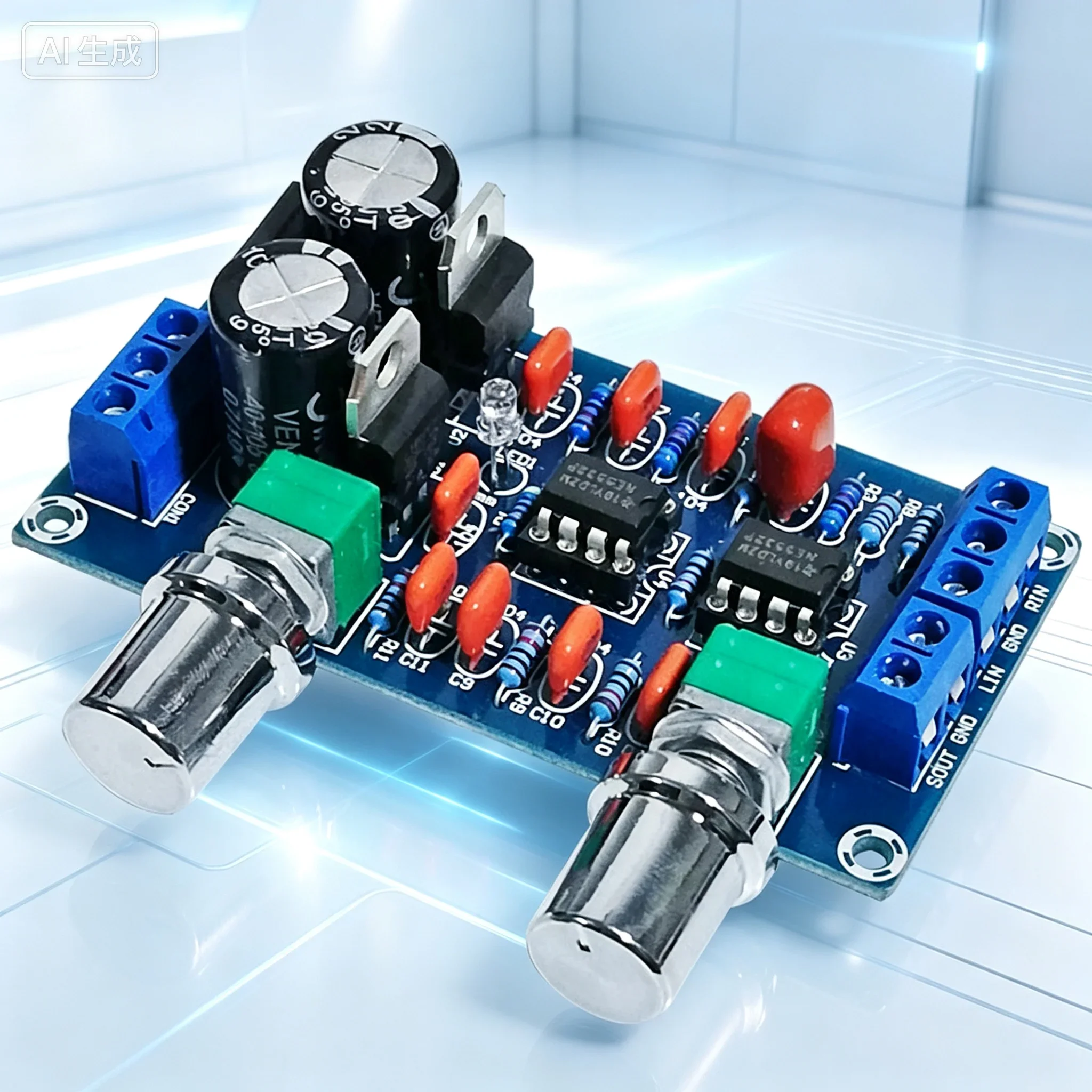 for NE5532 Super Bass 2.1‑Channel Preamplifier Board Low‑Pass Filter Board Single‑Supply Amplifier Pre‑Stage Tone Module