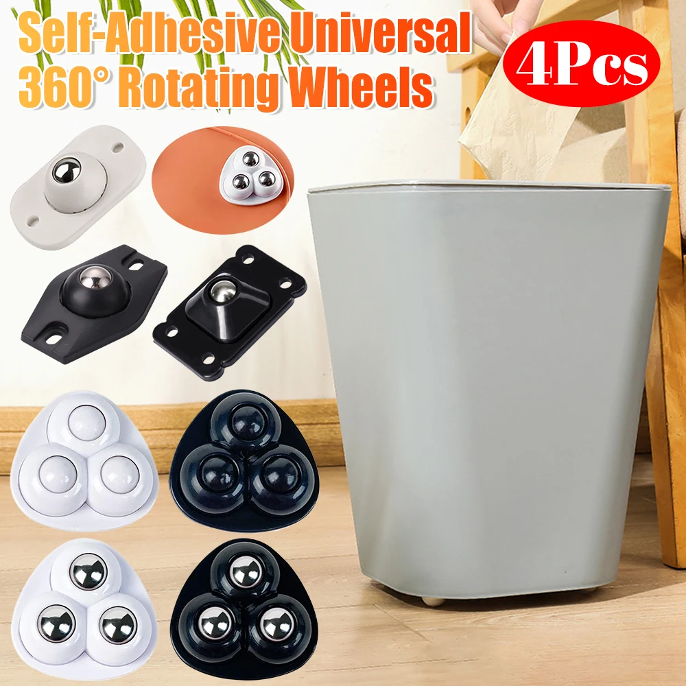 Self Adhesive Rolling Caster Pulleys 360 Degree Free Rotation Swivel Caster Wheels for Trash Can Bottom Kitchen Small Appliances