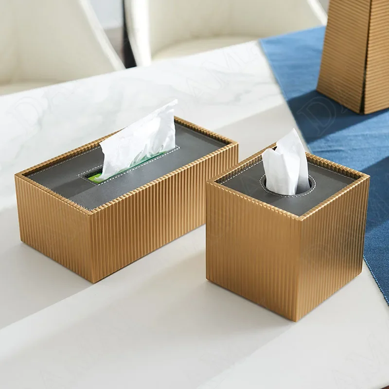 Modern European brass tissue box Modern living room desktop carton Western restaurant desktop napkin storage box Home decoration