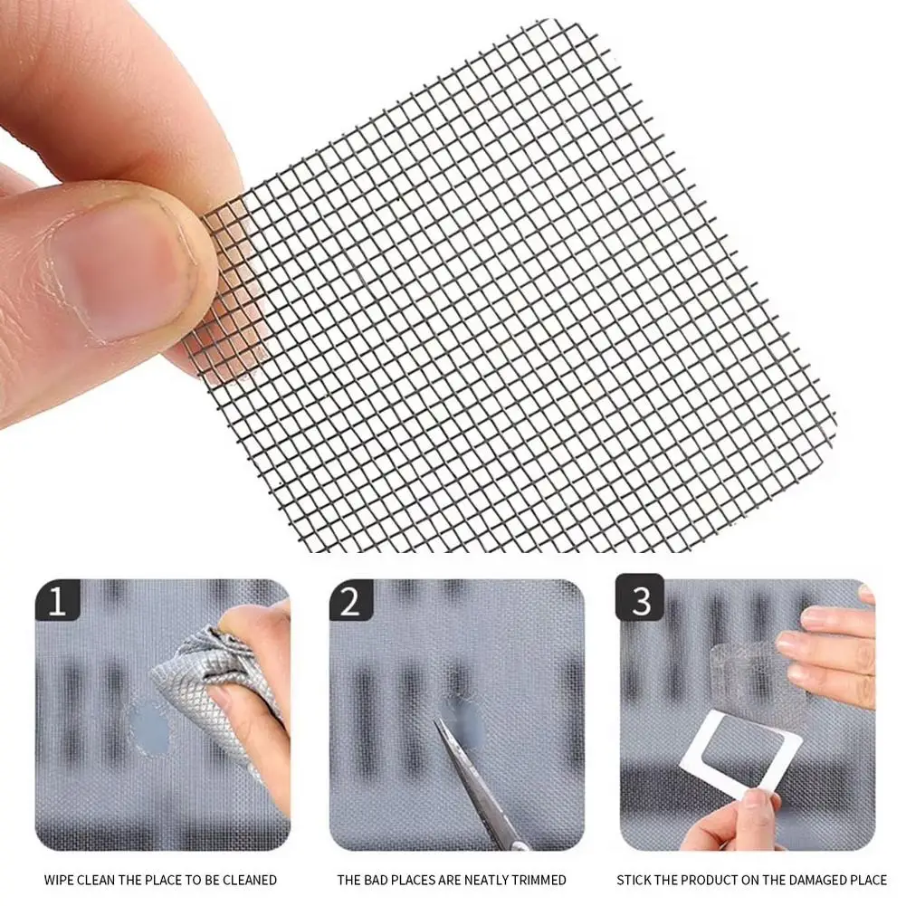 10 Stück Fiberglas-Fliegengitter-Reparaturpflaster Fenster-Fliegengitter-Reparaturaufkleber Anti-Mücken-Netz Türgitter-Moskitonetz-Patch – Detail 14