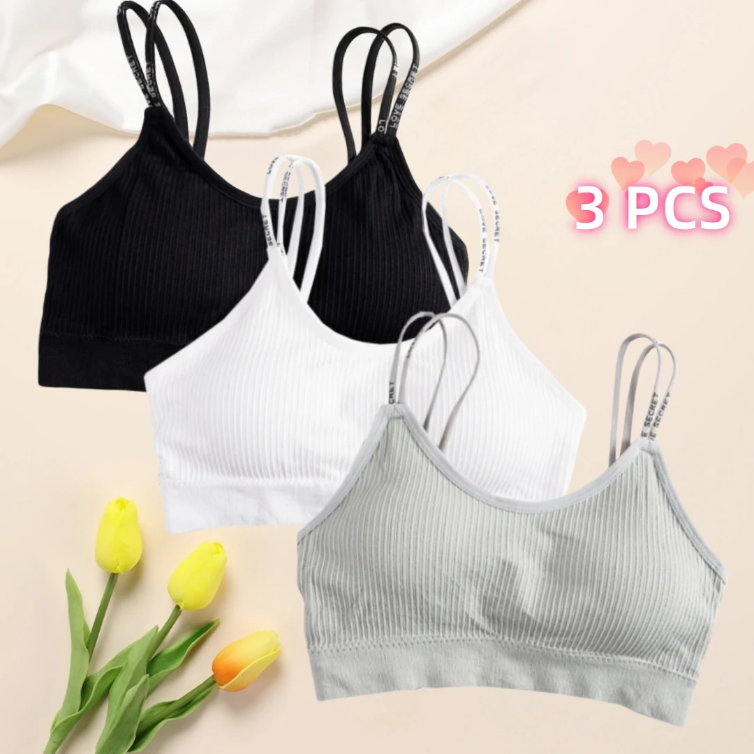 

3 PCS Student Yoga Beautiful Back Tube Top Bra Wrap Bra Women's Camisole New Korean-Japanese Sleep Sports Underwear Female