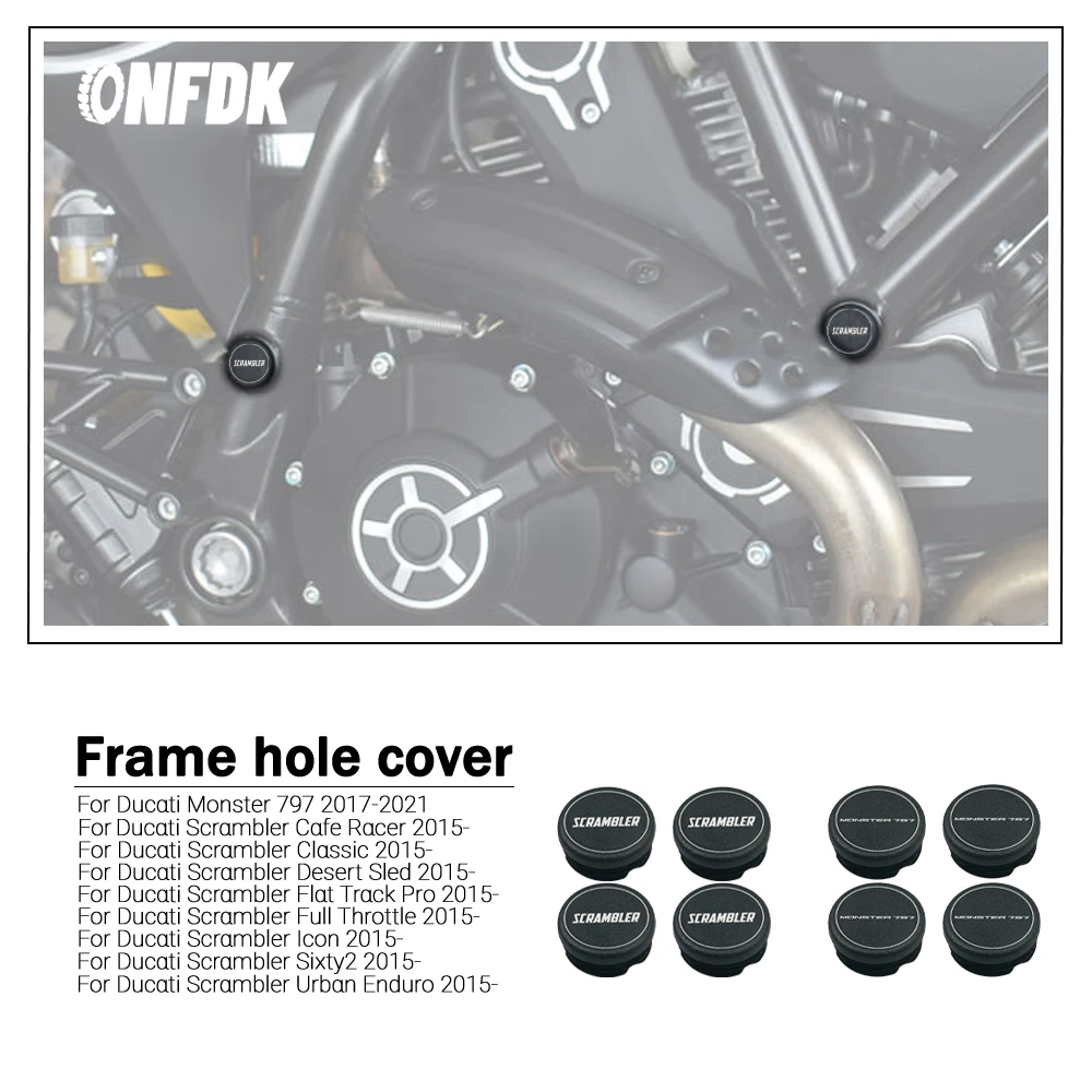 

Для Ducati Scrambler 2015-Monster 797 2017-2021 аксессуары для мотоциклов, заглушка с отверстием в раме, декоративная крышка, набор крышек рамы