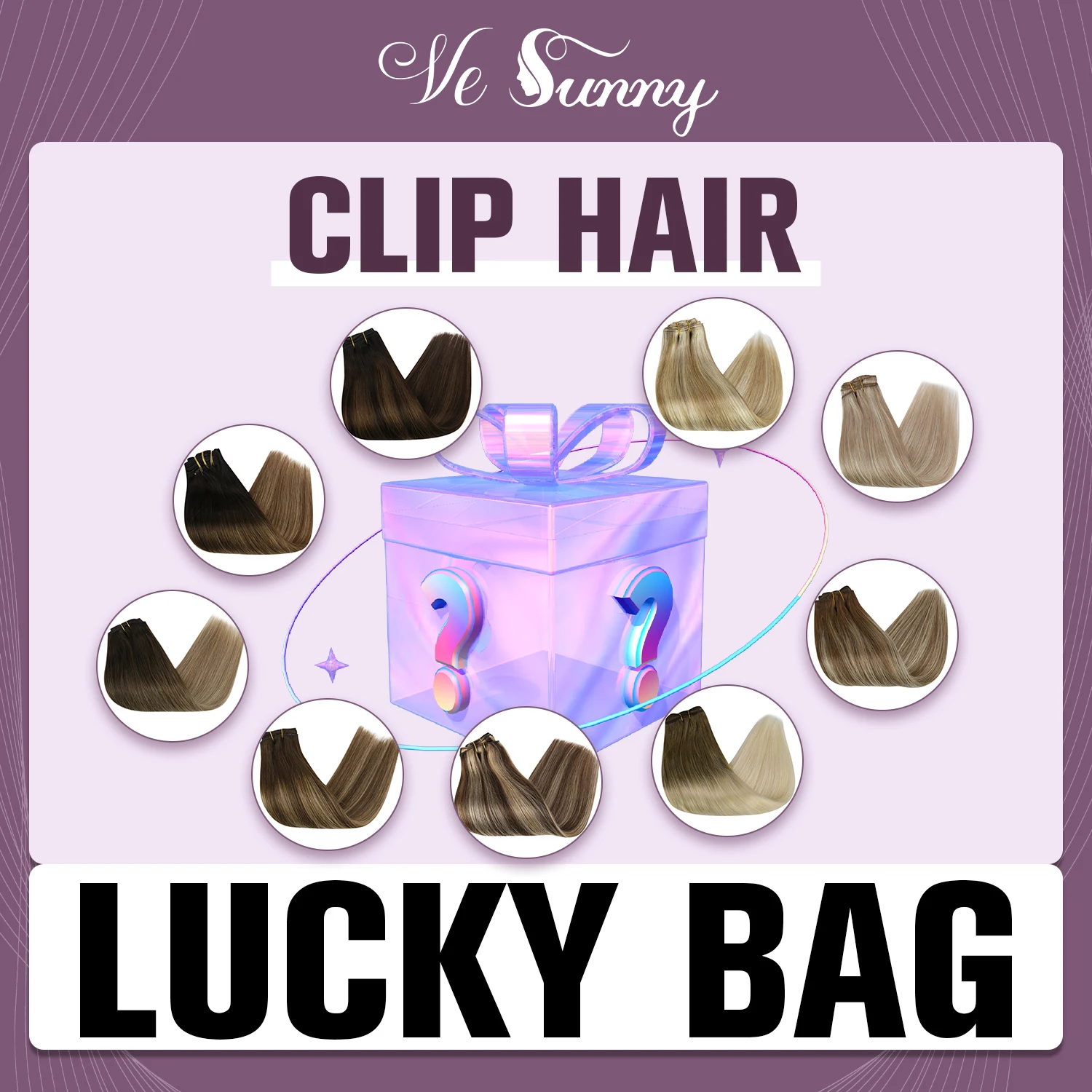 

VeSunny Lucky Bag Human Hair Extensions Random Balayage Color Seamless Extensions for Women 100% Human Hair