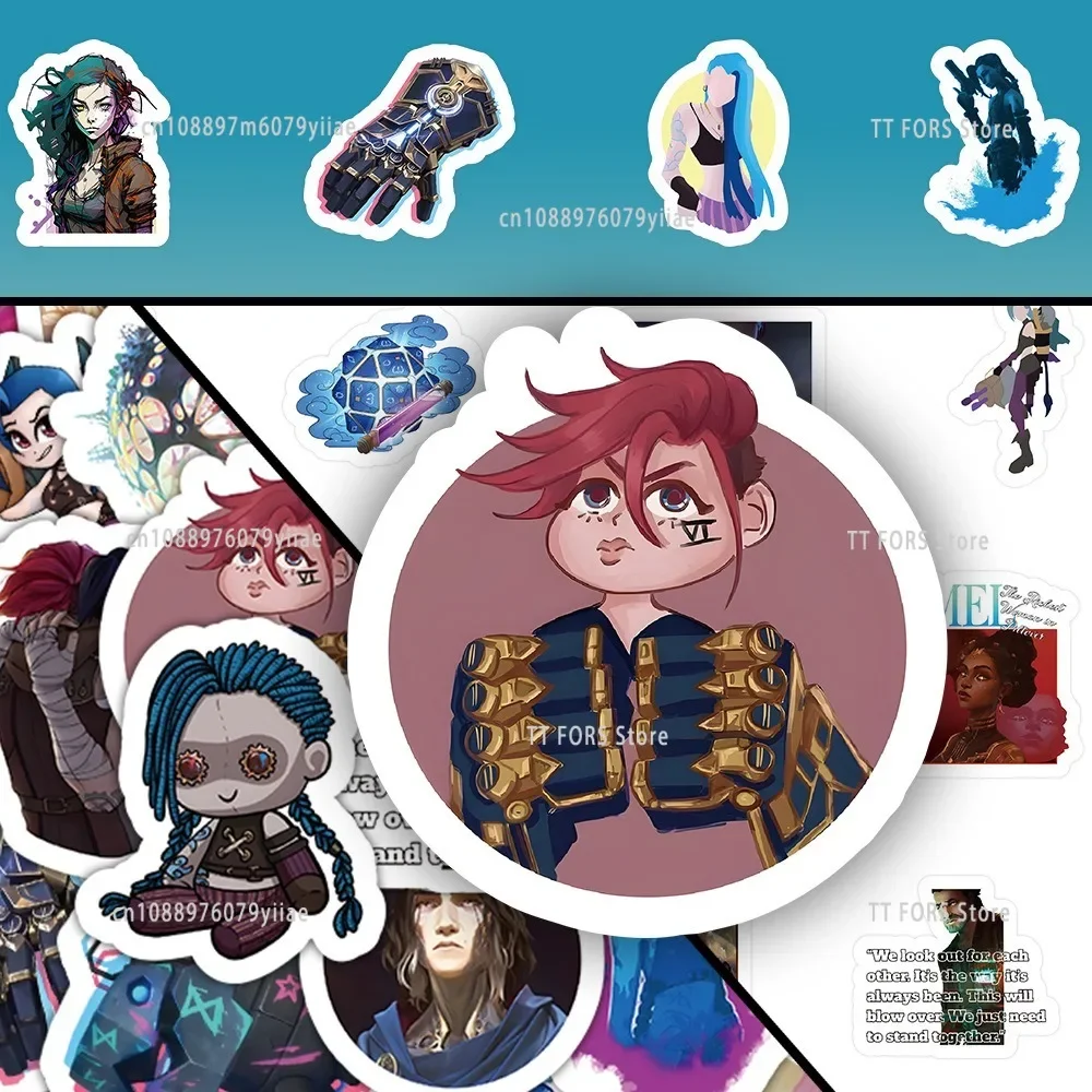 

50 шт. аниме и игры League of Legends, наклейки Jinx, сделай сам, наклейка, вырез для телефона, багажа, скейтборда, водонепроницаемые наклейки