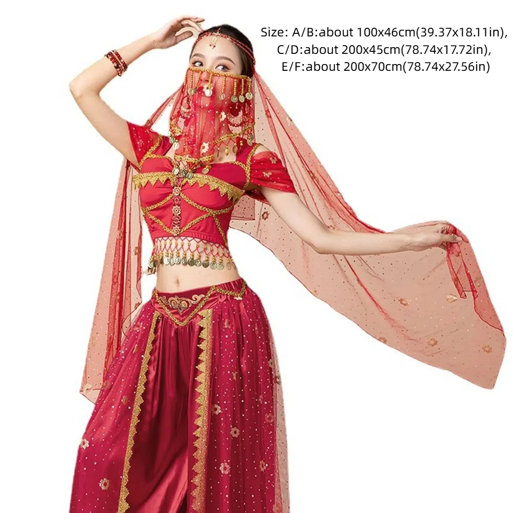 Copricapo in rete Modello floreale Performance Prop Copricapo di danza indiana Accessori per spettacoli di danza Foulard di danza del ventre