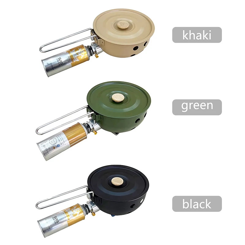 Nuovo fornello a gas da campeggio pentola integrata portatile da campeggio picnic fornello a gas butano antivento per escursioni all'aperto cucina