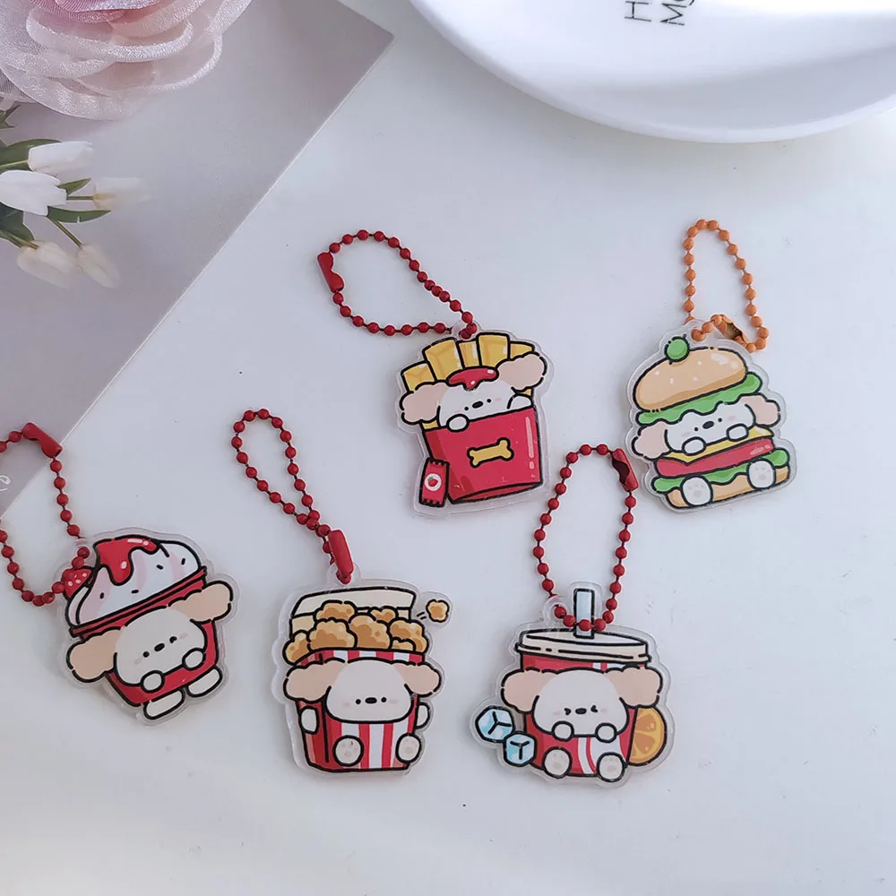 5pc Hot Sweetly Hamburger Chip Dog Bag Phone Chain Car Pendant KeyRing Souvenir Women Girls Party Favors Gift for Good Friend