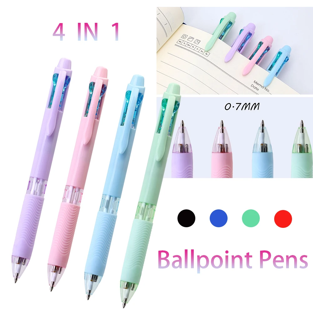 

JOMPENS 4-In-1 Multifunction Ballpoint Pen Set 0.7mm Colorful Retractable Smooth Writing 4-Color Refills Ideal For Office Use
