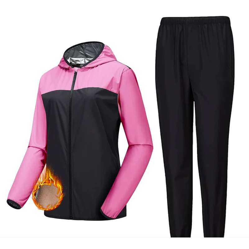 MrifDila Sauna Set Women Sauna Suit Hoodie Hot Sweating Jacket Workout Corsets Slimming Waist Loss Hog Sweatsuit Shapewear Suits