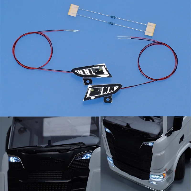 

2Pcs LED Front Face Spotlight Eye Light for 1/14 Tamiya RC Dump Truck SCANIA 770S 6X4 56368 8X4 56371 Toys Car Parts