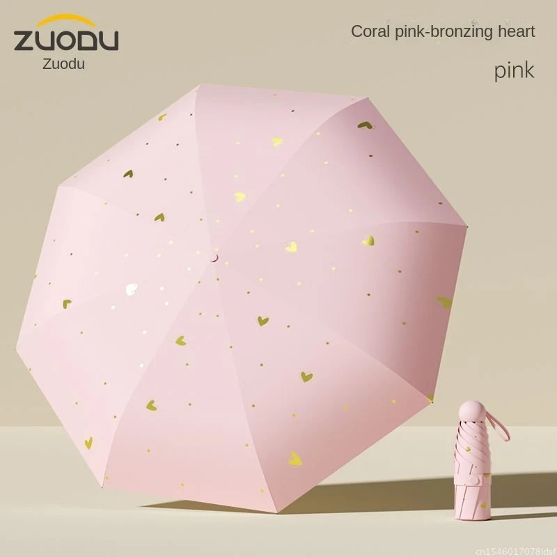 Youpin Zuodu-sombrilla portátil para sol, protector solar femenino, parasol portátil para sol y lluvia, cápsula plegable, pegamento negro