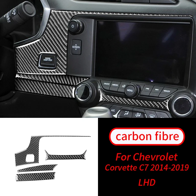 

For Chevrolet Corvette C7 2014-2019 4PCS Real Carbon Fiber Central Console GPS Panel Sticker Trim Car Interior Accessories