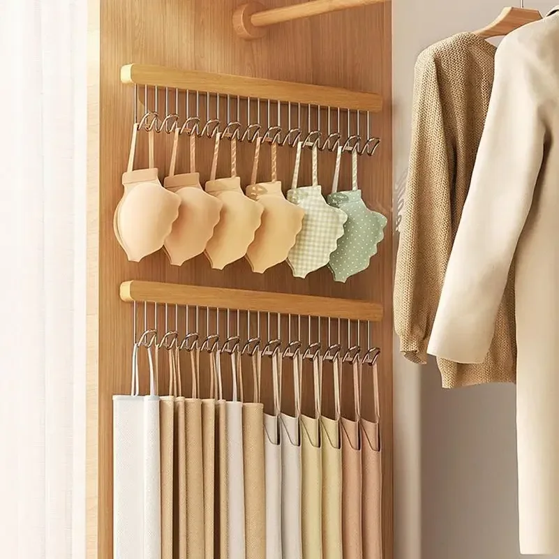 Clothes Hanger Bar for Closet Multifunctional Pull Out Hook Rack Wardrobe Sliding Rack Space Saving Closet Rod for Ties Scarves