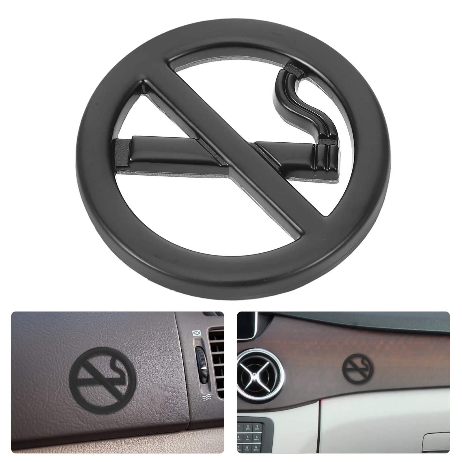 No Smoking Metal Sticker 3D Design Self Adhesive Decal For Vehicles Dashboard Durable Warning Sign Metal Stickers For Vehicles