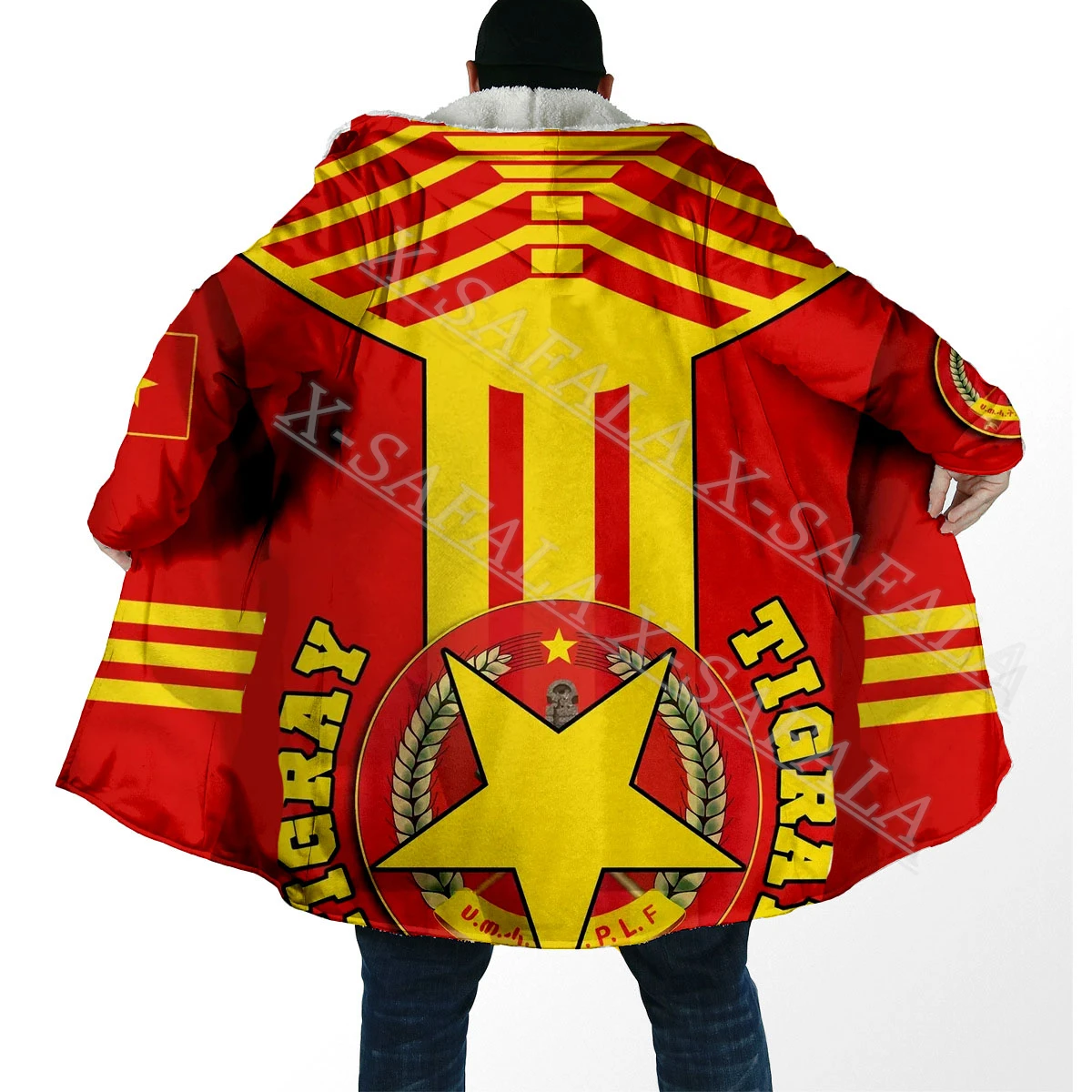 

Tigray Emblem Action Flag Country Art Thick Warm Hooded 3D Print Cloak Men Overcoat Coat Windproof Fleece Cape Robe Blanket-1