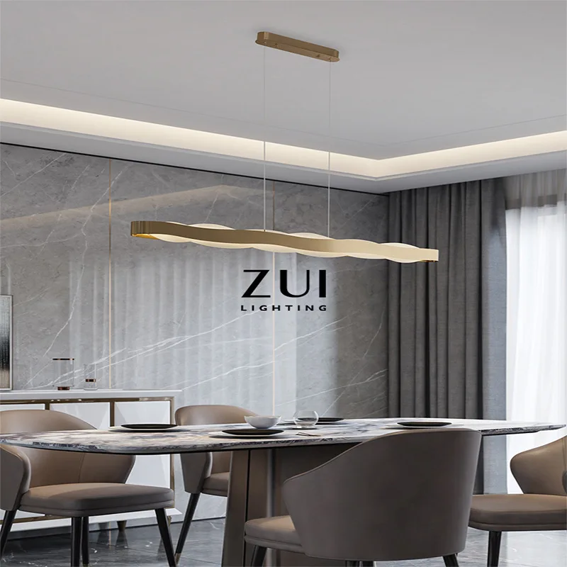 Nordic Villa Living Room Chandelier Dining Hall Bar LED Droplight Coffee Shop Lighting Lamp Three-Color Light Adjustable Height