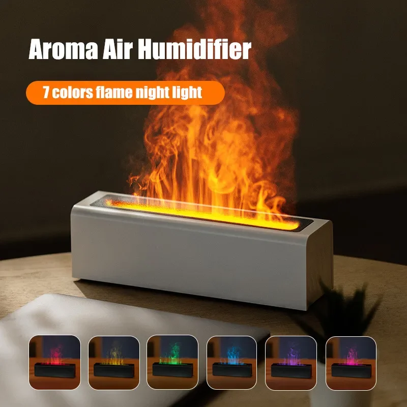 

Flame-infused 2024 Ultrasonic Cool Mist USB Air Humidifier with Colorful Light and Essential Oil Diffuser - Simulate Fire Atmosp