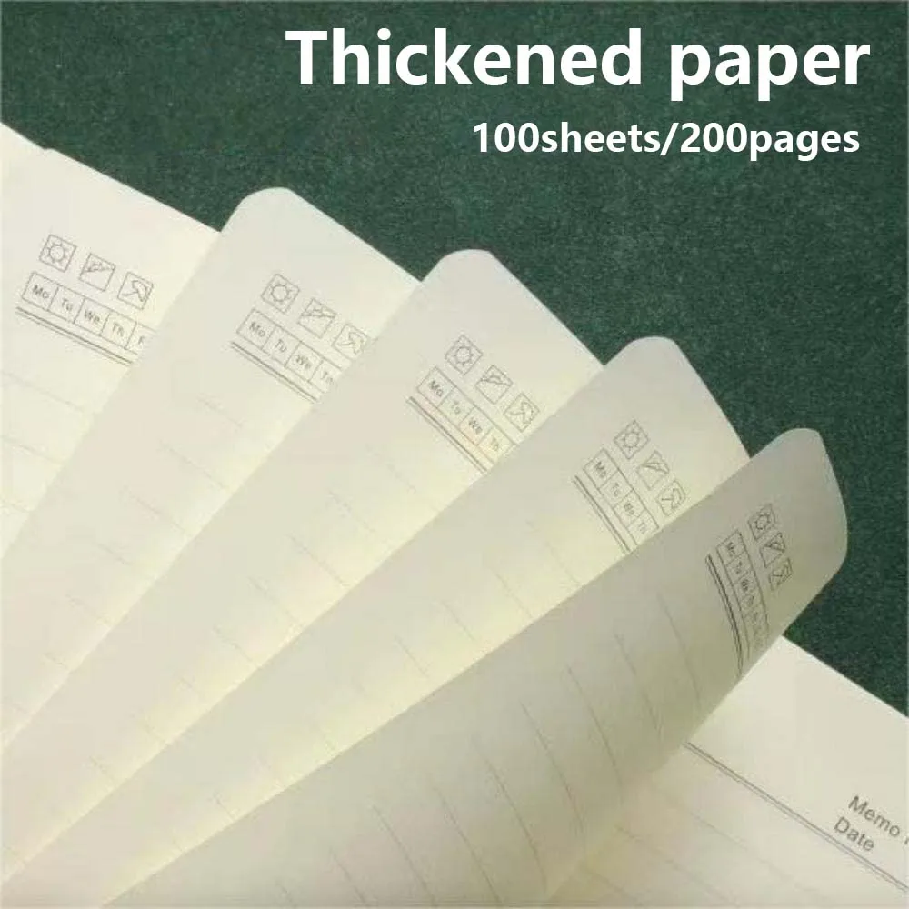 A5 Chinese style PU leather cover notebook with thickened inner pages, 100 sheets per book, random color