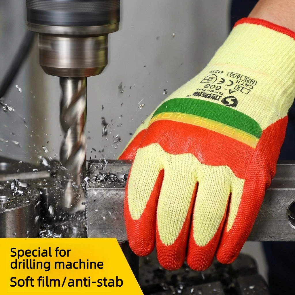 Wear-Resistant Non-Slip Work Gloves Latex Coated Puncture Proof Anti Puncture Polyester Cotton Lining Heavy Duty Industrial