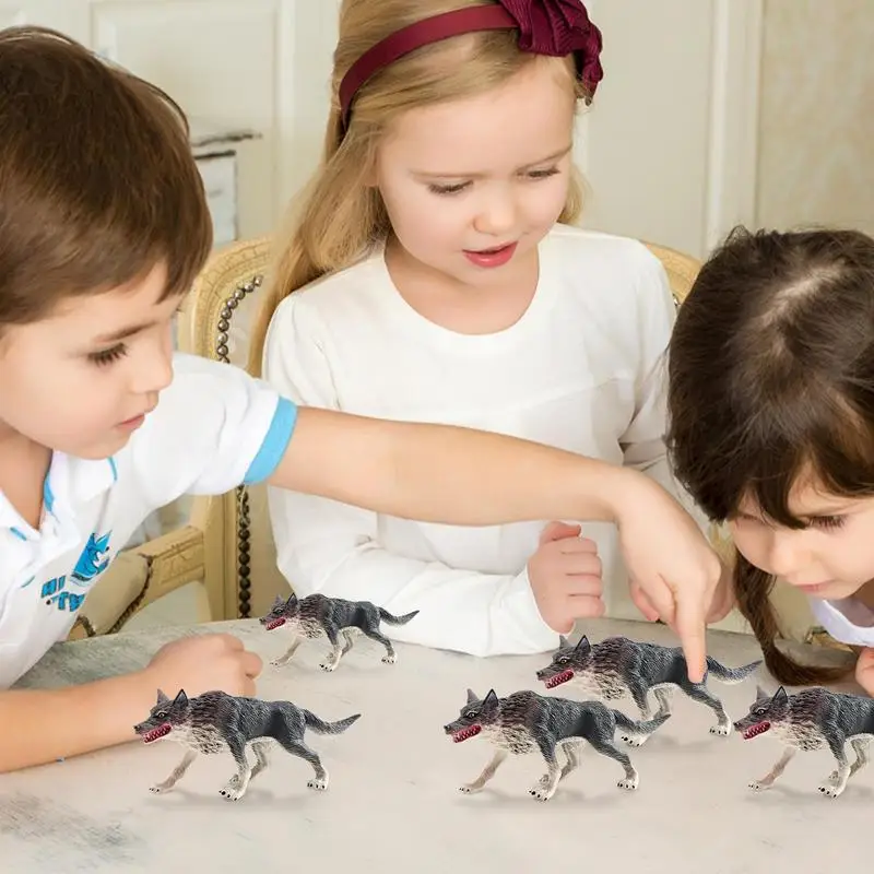 Black Wolf Toy Realistic Kids Animal Models Sleek Black Wolf Figurines Portable Sculptures For Home Living Room Cabinets