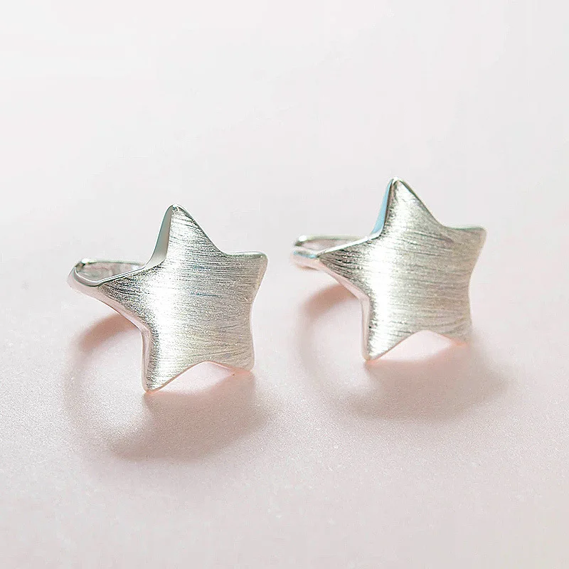 KOFSAC Frosting Unsmooth Earrings For Women Trendy New Star 925 Sterling Silver Hoop Earring Jewelry Simple Ear Accessories
