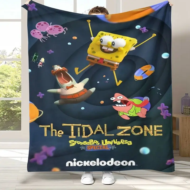 Bikini Bottom S-SpongeBob Cartoon Flannel Throw Blanket,Cozy Warm Blanket for Bed,Sofa,Living Room,Picnic,Camping,Home Decor
