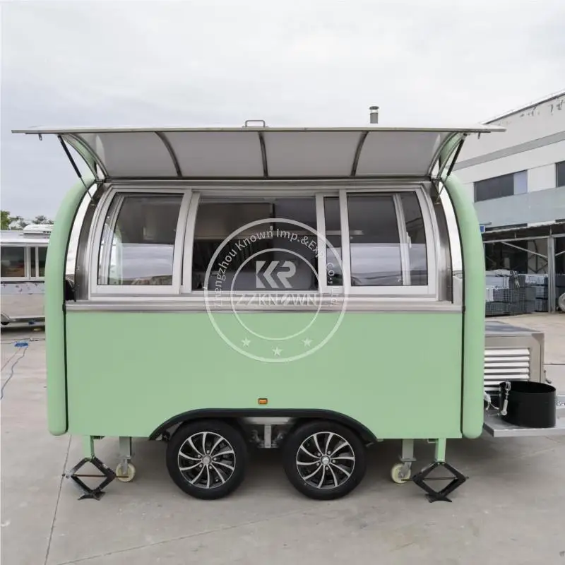 US Europe Standard Food Truck Food Trailer Mobile Kitchen Catering Coffee Cart With Sliding Window for Sale