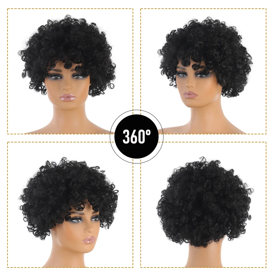 Perruque synthétique Afro noire bouclée de printemps de 6 pouces, coupe de cheveux explosive, perruque courte Super bouclée, Extensions de perruque Bob, usage quotidien, cosplay