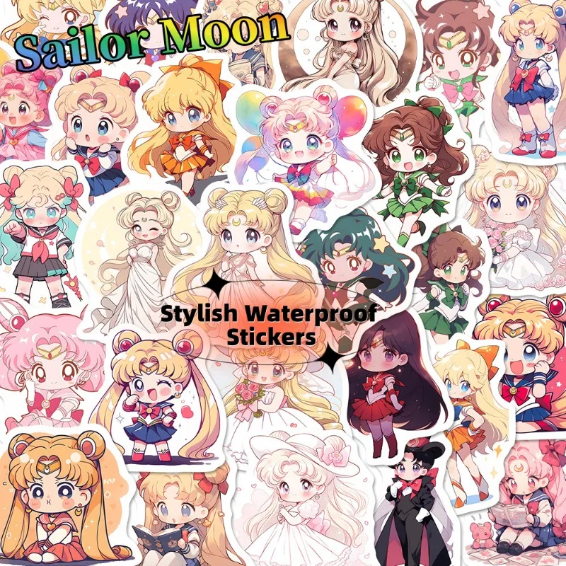 Sailor Moon Aufkleber, niedliche und stilvolle kreative Cartoon-Kawaii-wasserfeste Aufkleber für Handyhüllen, Geburtstagsgeschenk für Freunde