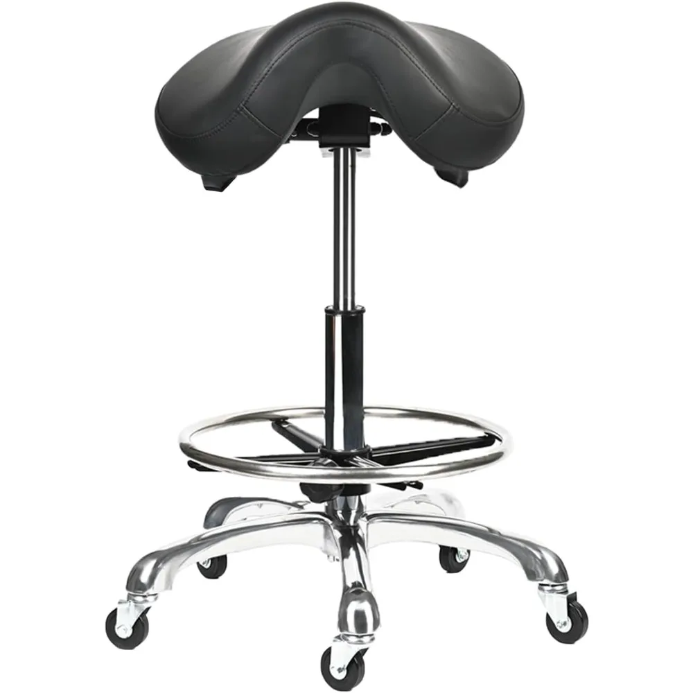 

Tilting Stool Rolling Chair with Thicker Seat Swivel Ergonomic Height Adjustable Footrest Wheels for Beauty Spa Salon