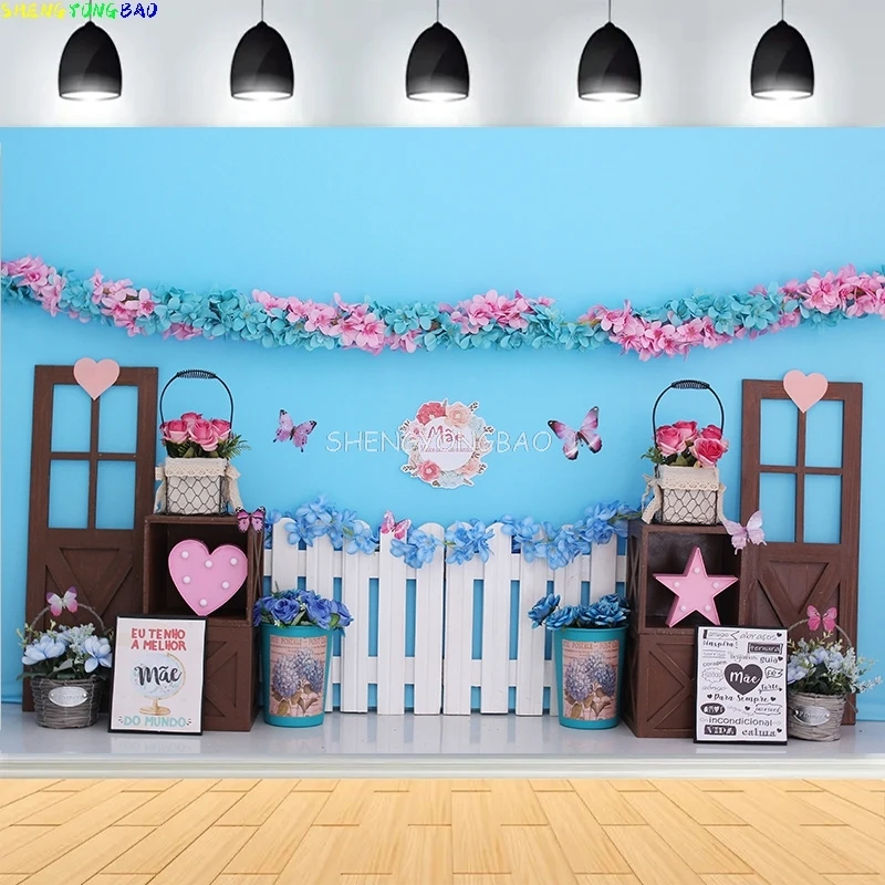 

Newborn Baby 1st Birthday Party Photography Backdrops Colorful Balloon Arch Cake Smash Family Rehearsal Background Props TS-05