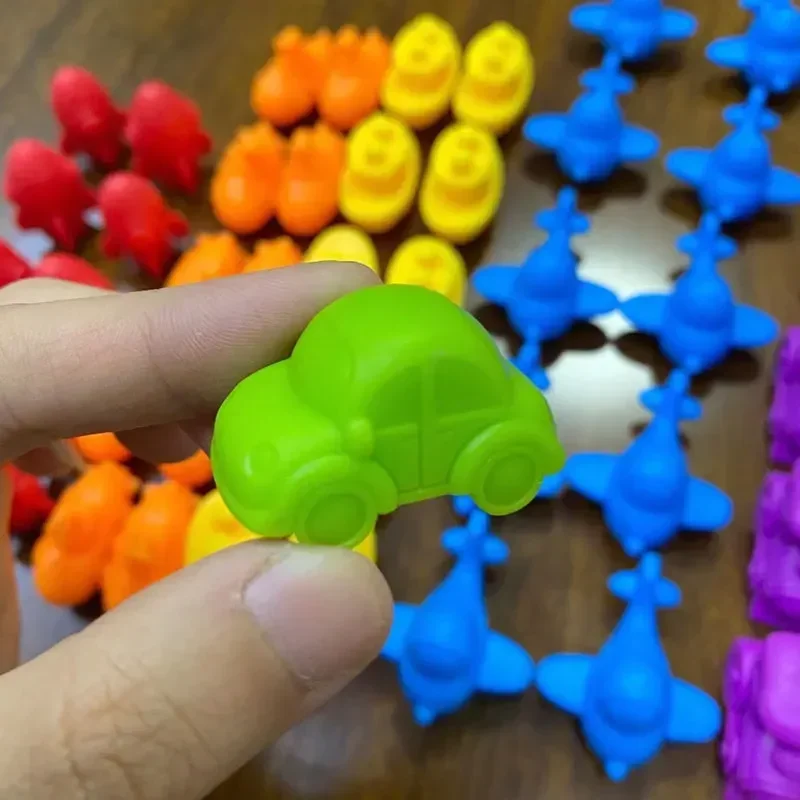 Montessori Material Rainbow Counting Bear Math Toys Animal Dinosaur Color Sorting Matching Game Children Educational Sensory Toy