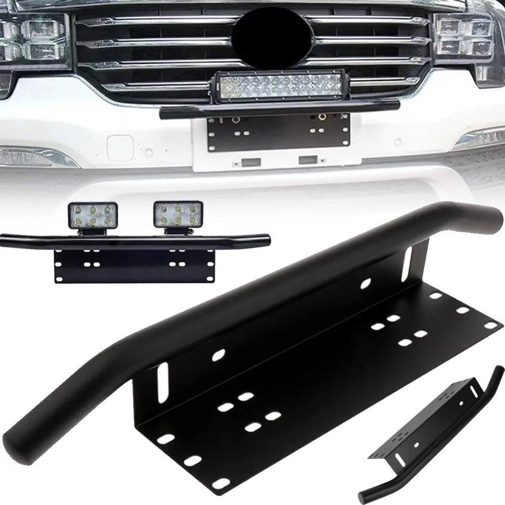 Supporto per luci a LED per auto, cornice per targa, bull bar per paraurti, per auto universali, molto facile da installare.