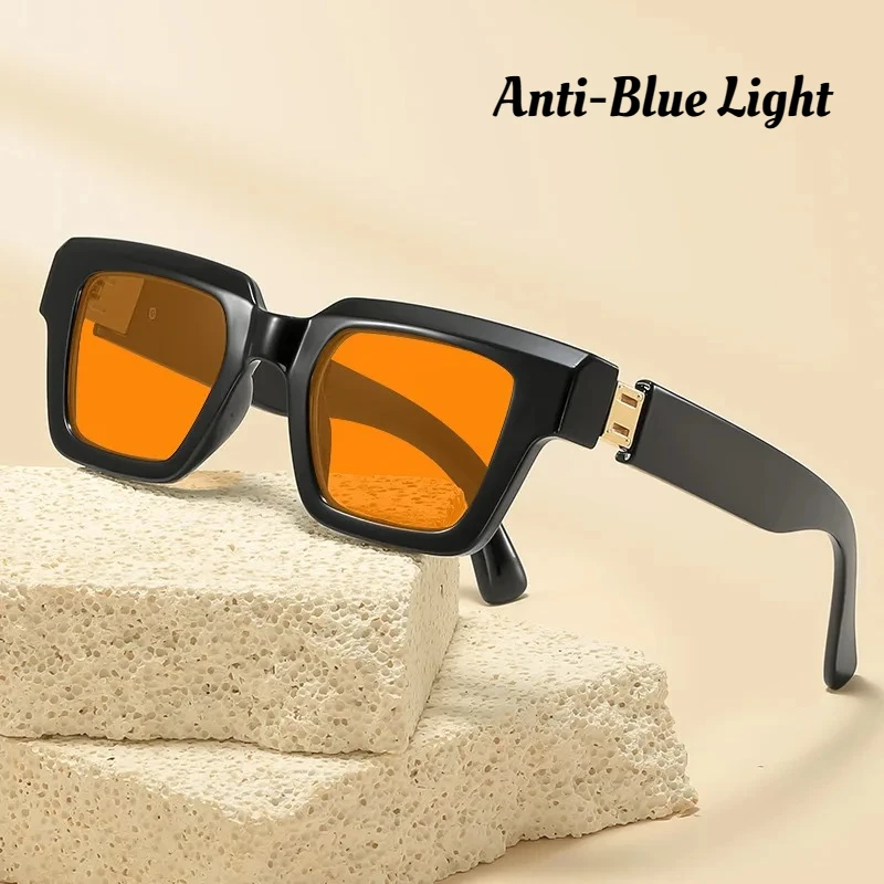 

Новые мужские квадратные очки ночного видения с защитой от синего света, красные/оранжевые линзы, нейтральные классические очки ночного видения с антибликовым покрытием для вождения