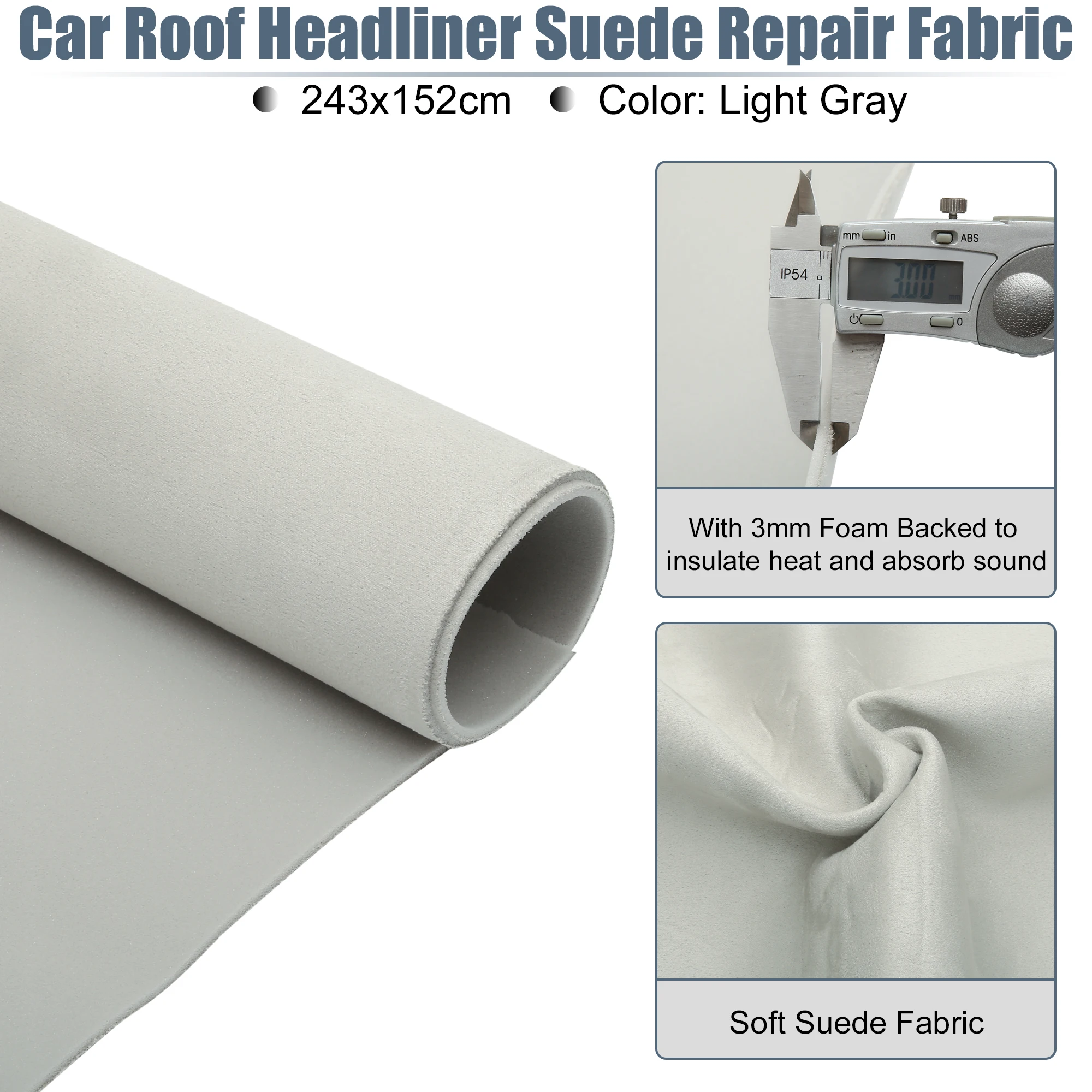 UXCELL Suède Headliner Stof Schuimsteun voor Auto Vrachtwagen Interieurbekleding Beschermen Veroudering Gebroken Vervaagd DIY Vervanging 200x152cm