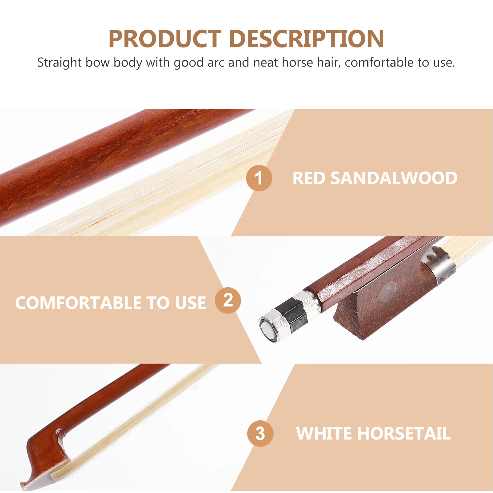 

Musical Instrument Bows Holstein Sandalwood Violin Replacement Hair Viloin for Practice Violins