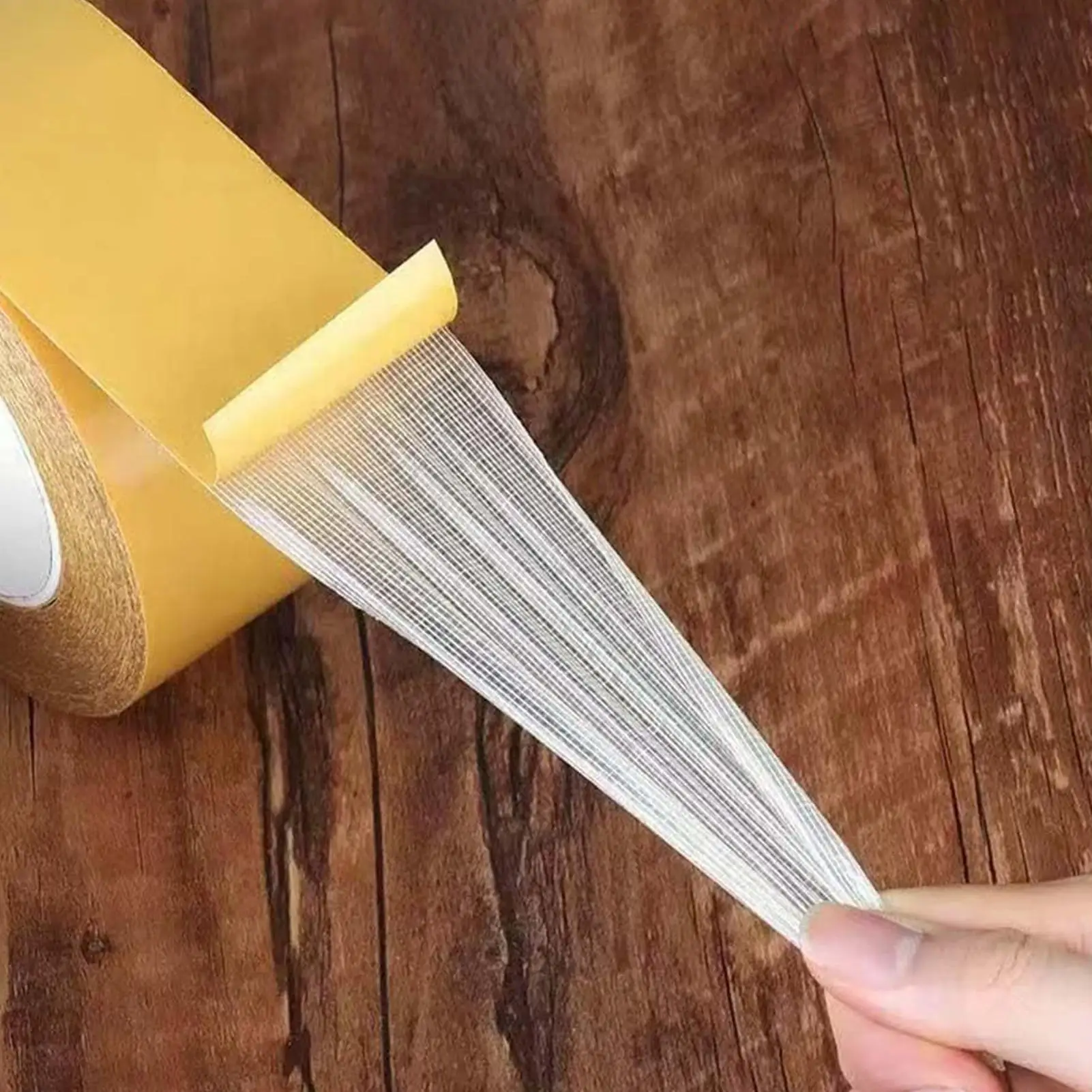 Double Stick Tape 2 Inch X 16.4 Feet Clear Two Way Mesh Tape Sticky Mounting Tape Heavy Duty Double Faced Tape Adhesive Tape