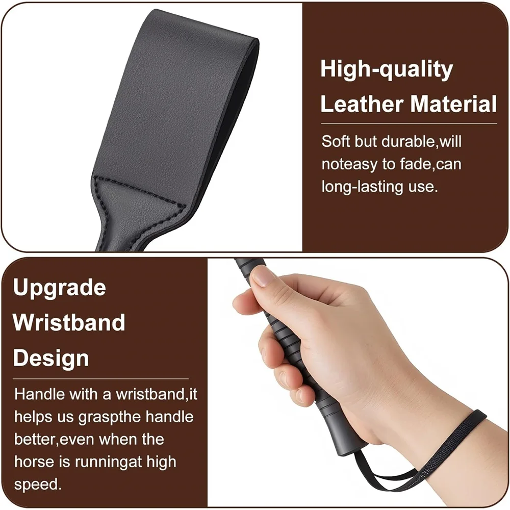 18-calowy bat jeździecki, wysokiej jakości bat jeździecki do sportów jeździeckich, czarny, z antypoślizgowymi uchwytami