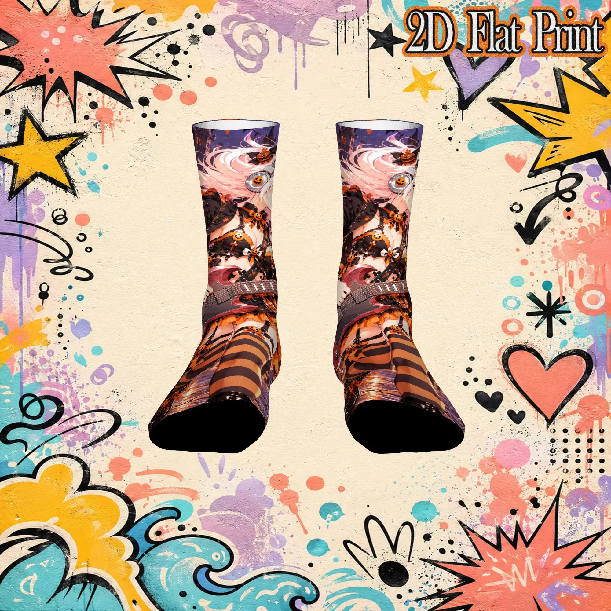 Autumn Winter Retro Halloween Style Super Sonico Crazy Men's compression Socks Unisex  Funny Crew Sock