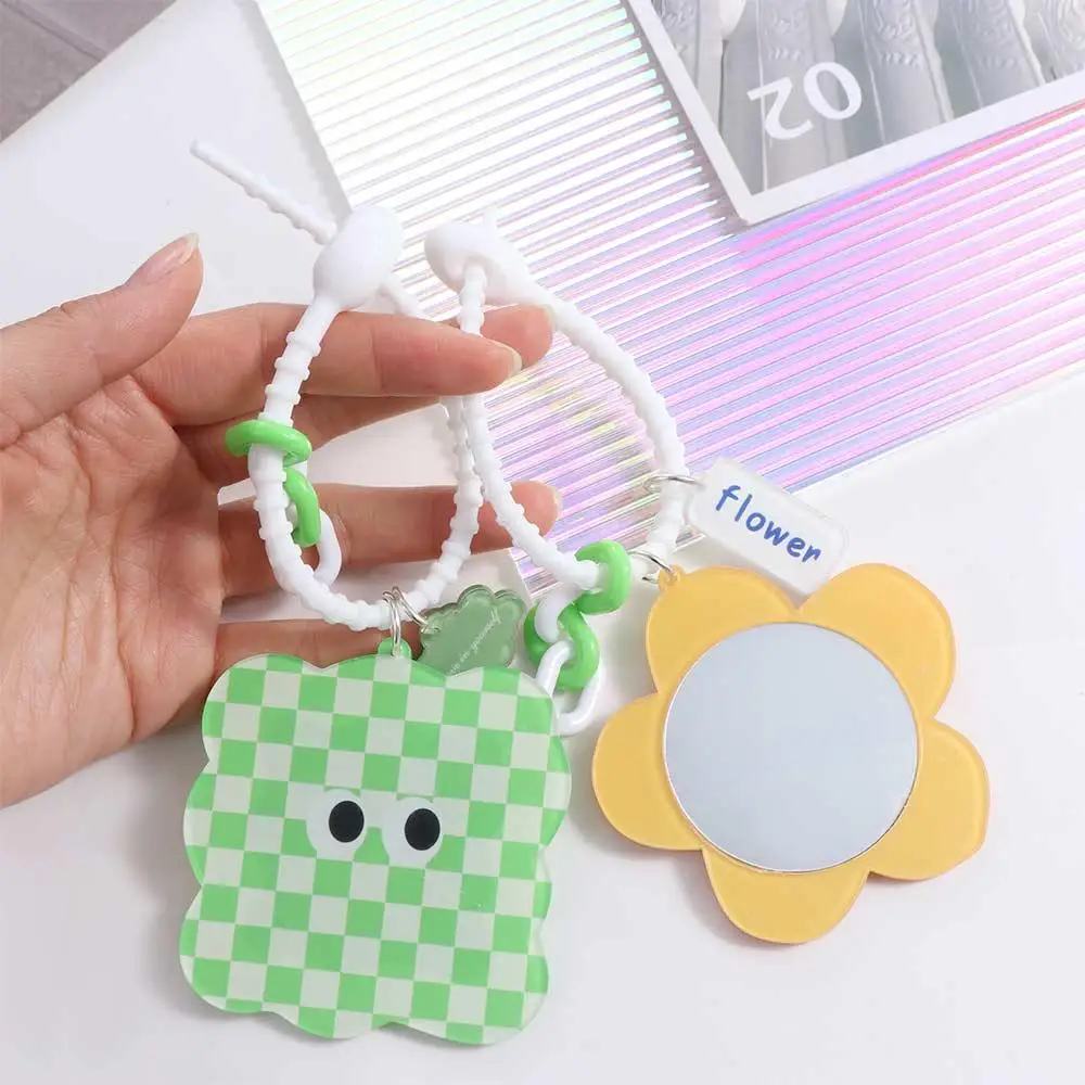 Tulip Flower Flower Small Mirror Cartoon Keychain Acrylic Small Mirror Portable Flower Mirror Keyring Mini Makeup Mirror