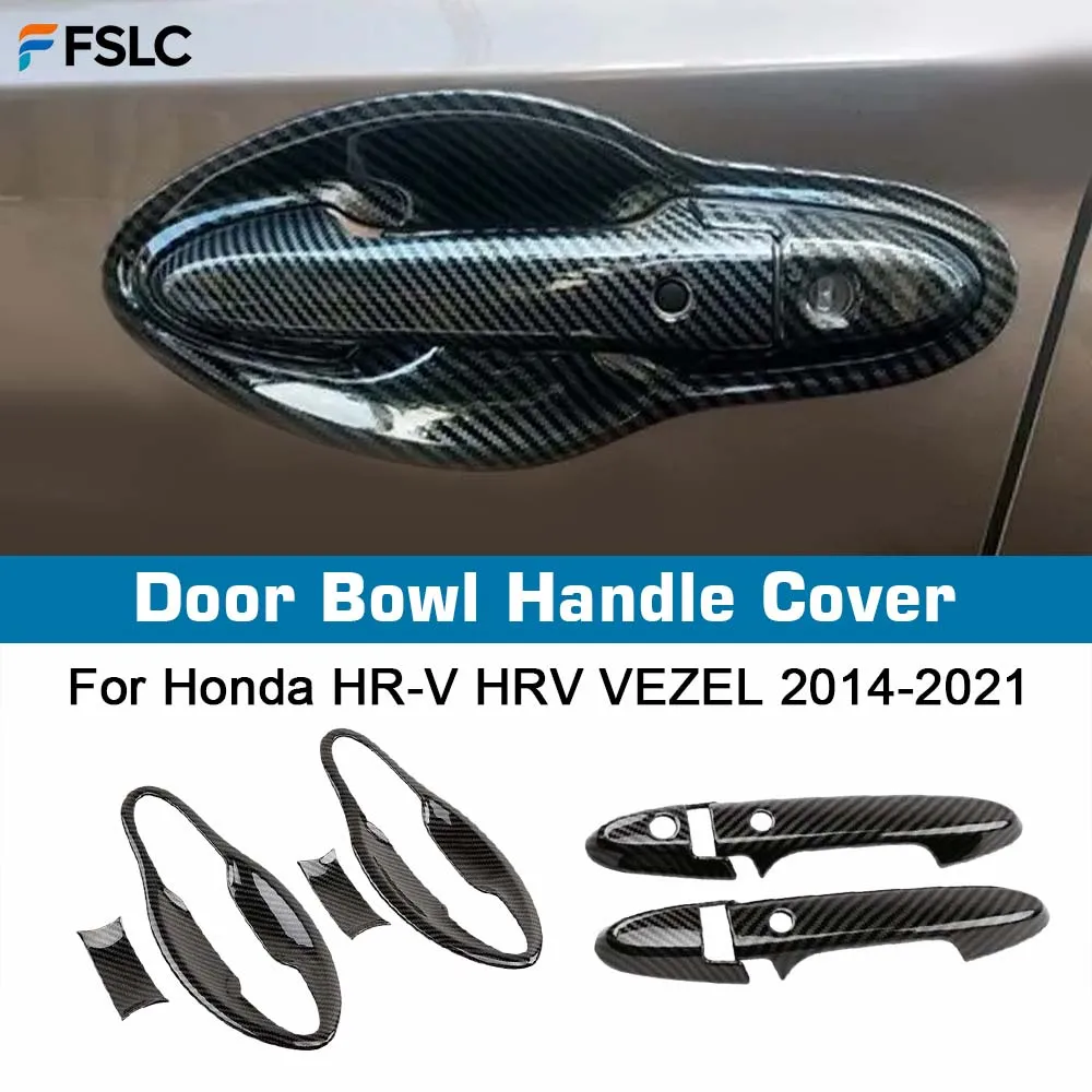 

Крышка дверной ручки автомобиля для Honda HR-V HRV VEZEL 2014-2021, хромированная отделка из углеродного волокна, аксессуары для украшения
