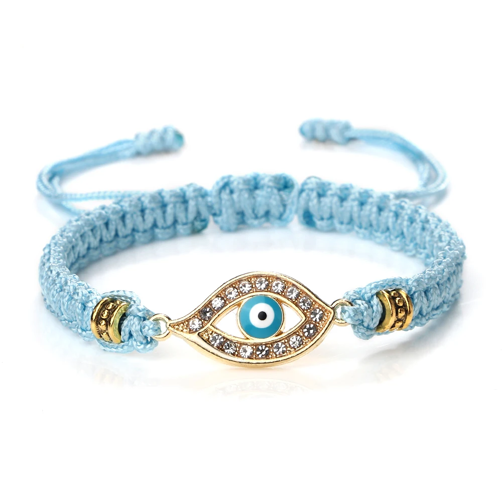 New Handmade Turkish Lucky Evil Eye Bracelets Women Men Shining Blue Eyes Braided Rope Couple Bracelets Friendship Jewelry Gifts